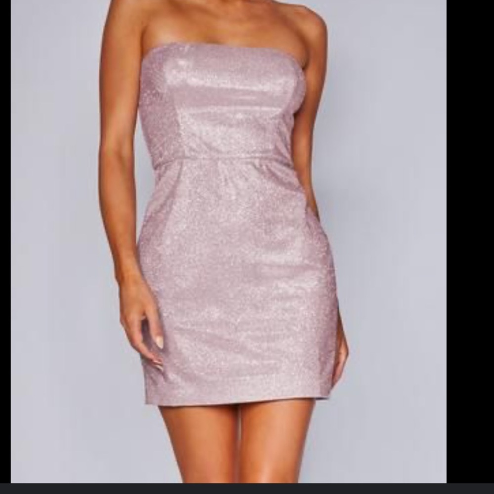 Meshki Strapless Mini Dress. Sparkly Pink - Small